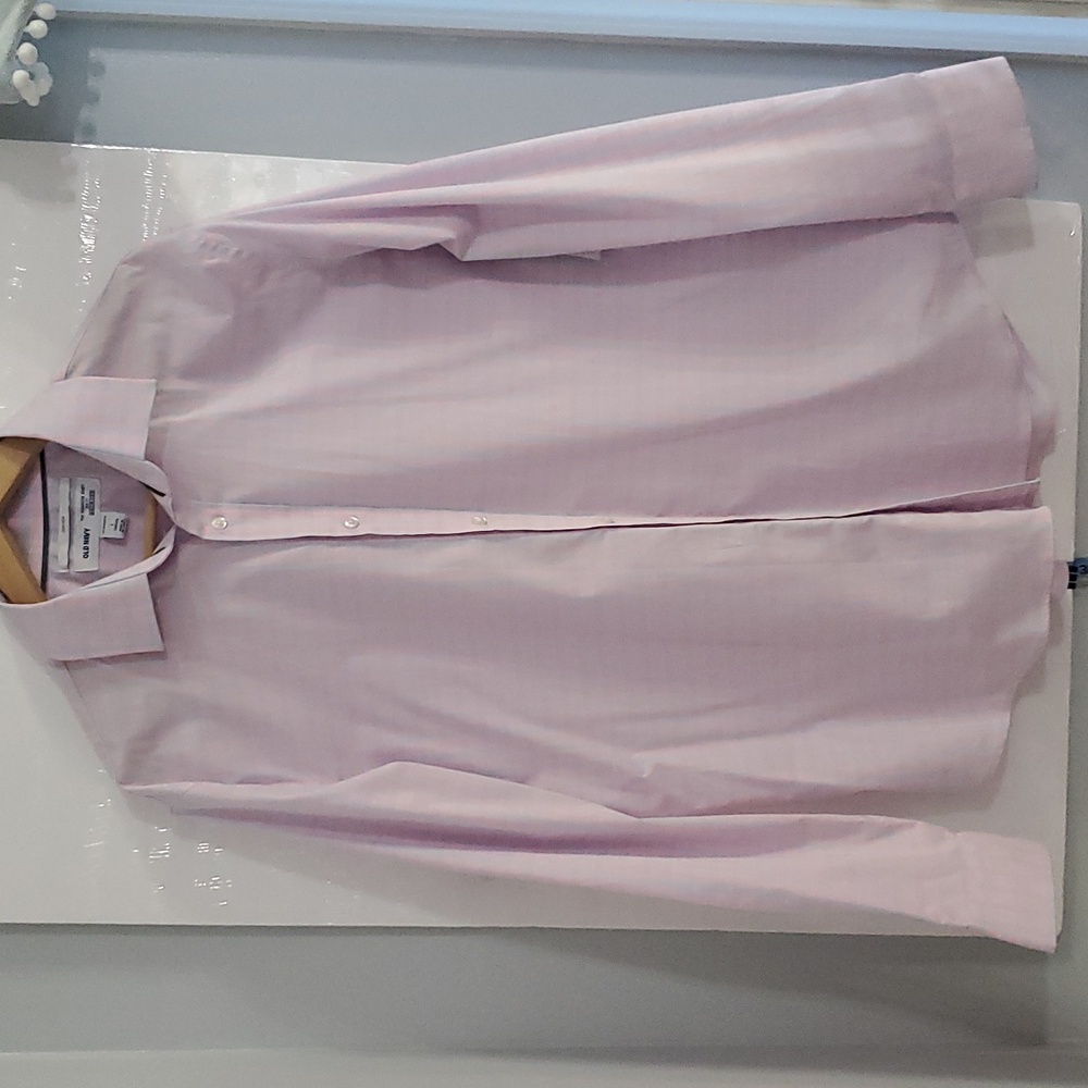 Old Navy men's slim fit built-in flex Long sleeve Size large Pink plaid.